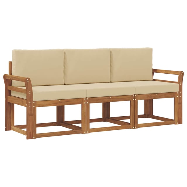 vidaXL Outdoor-Sofagarnitur mit Kissen 3 Stk Natur und Beige 3365941