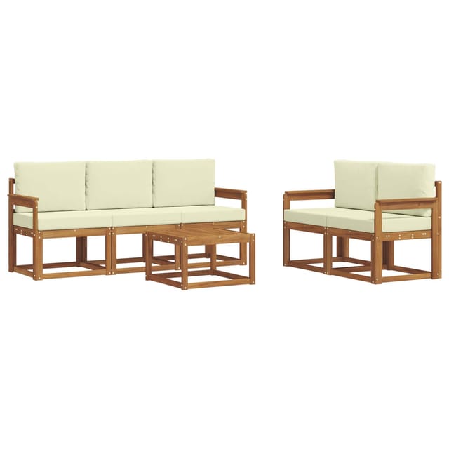 vidaXL Outdoor-Sofagarnitur mit Kissen 6 Stk Natur und Creme 3365998