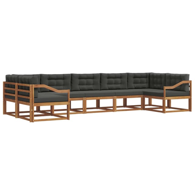 vidaXL Outdoor-Sofagarnitur mit Kissen 7-Tlg Natur und Anthrazit 3368120