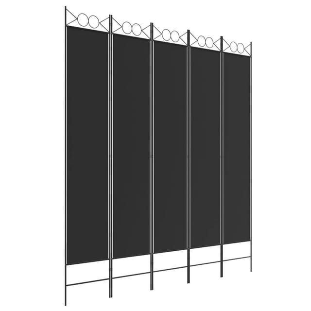 vidaXL 5 Tlg Paravent Schwarz 200x220 cm Stoff 350173