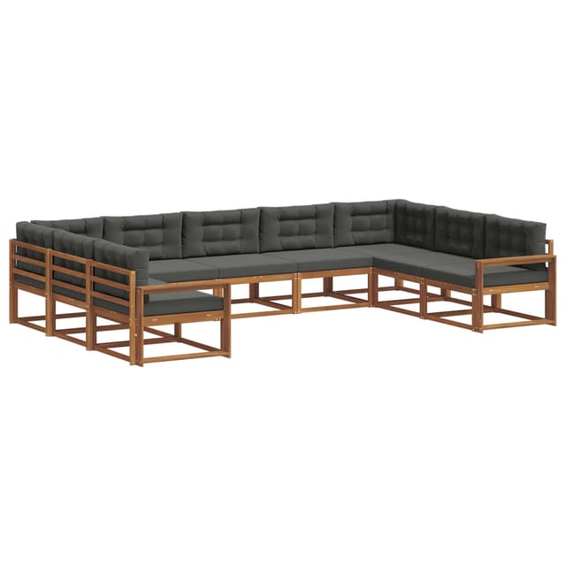 vidaXL Outdoor-Sofagarnitur mit Kissen 9-Tlg Natur und Anthrazit 3368175
