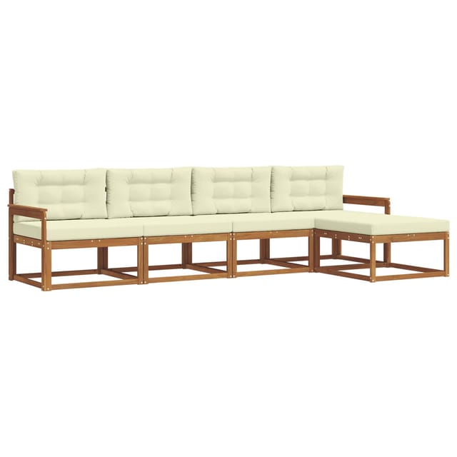vidaXL Outdoor-Sofagarnitur mit Kissen 5 Stk Natur und Creme 3367428