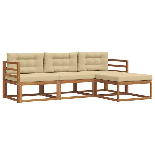 vidaXL Outdoor-Sofagarnitur mit Kissen 4-Tlg Natur und Beige 3367391