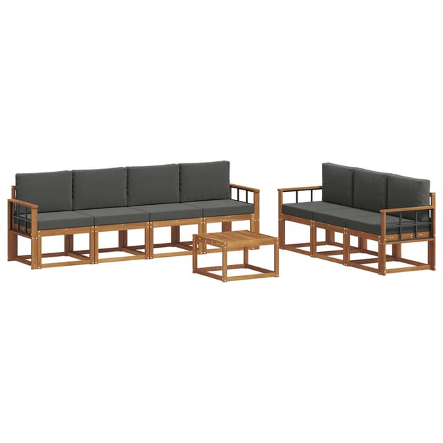 vidaXL Outdoor-Sofagarnitur mit Kissen 8-Tlg Natur und Anthrazit 3366125
