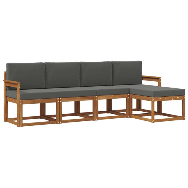vidaXL Outdoor-Sofagarnitur mit Kissen 5 Stk Natur und Anthrazit 3366245