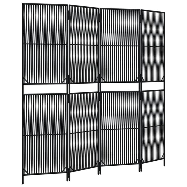 vidaXL Paravent 4 Tlg Schwarz Poly Rattan 365376