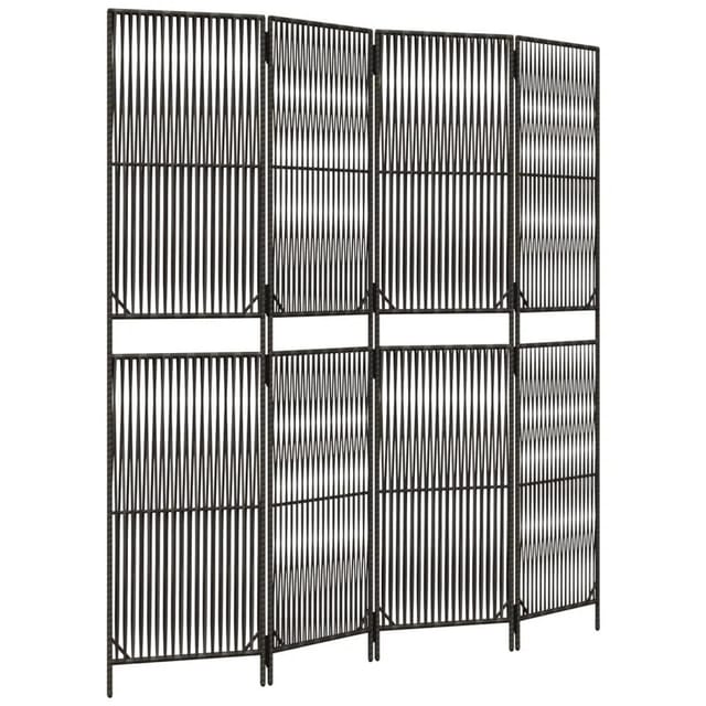vidaXL Paravent 4 Tlg Grau Poly Rattan 365394