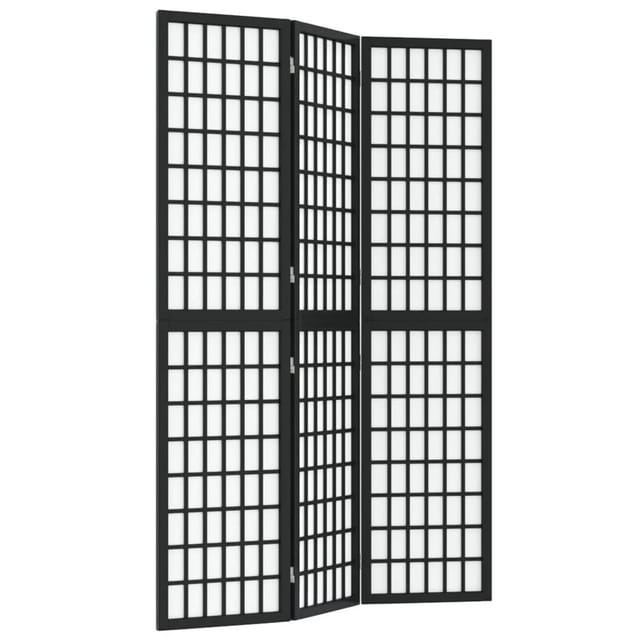 vidaXL 3 Tlg Paravent Japanischer Stil Faltbar 120x170 cm Schwarz 352079