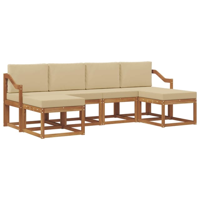 vidaXL Outdoor-Sofagarnitur 6 Stk Natur und Beige Holzwerkstoff 3366796