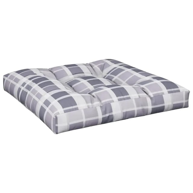 vidaXL Palettenkissen Grau Karomuster 80x80x12 cm Stoff 360505