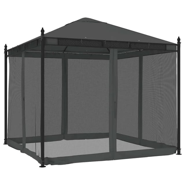 vidaXL Pavillon mit Netzwänden Anthrazit 2,93x2,93 m Stahl 368435