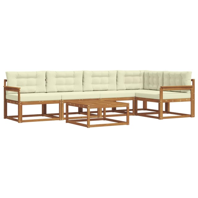 vidaXL Outdoor-Sofagarnitur mit Kissen 6-Tlg Natur und Creme 3367603