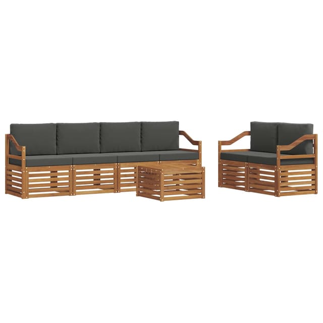 vidaXL Outdoor-Sofagarnitur mit Kissen 7-Tlg Natur und Anthrazit 3374427