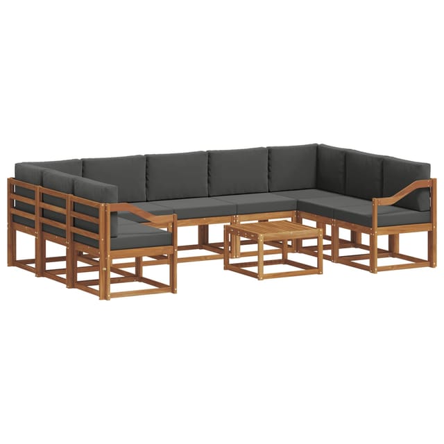 vidaXL Outdoor-Sofagarnitur mit Kissen 10-Tlg Natur und Anthrazit 3367035
