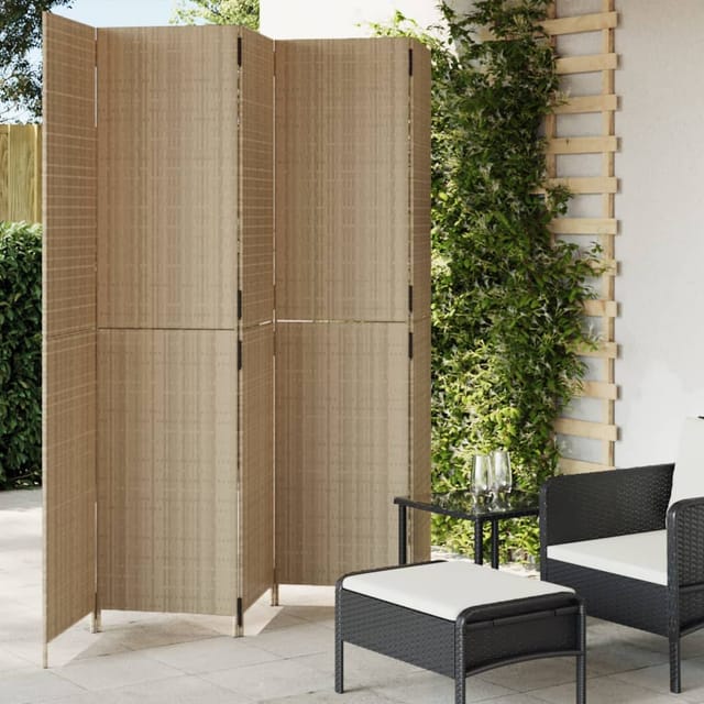 vidaXL Paravent 5 Tlg Beige Poly Rattan 365367