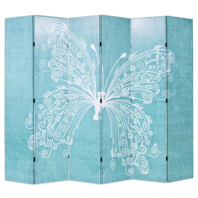 vidaXL Raumteiler Klappbar 228 x 170 cm Schmetterling Blau 245888