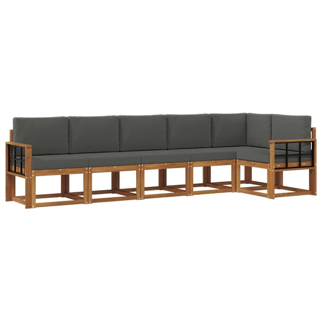 vidaXL Outdoor-Sofagarnitur mit Kissen 6 Stk Natur und Anthrazit 3366475
