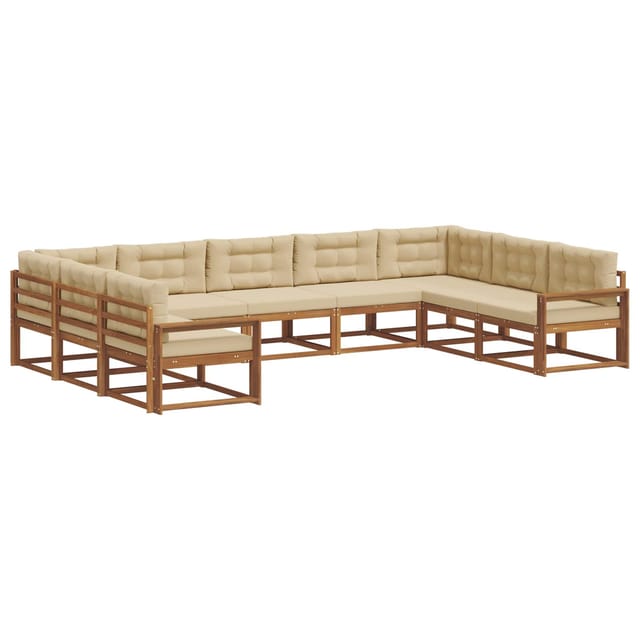 vidaXL Outdoor-Sofagarnitur mit Kissen 9-Tlg Natur und Beige 3368176