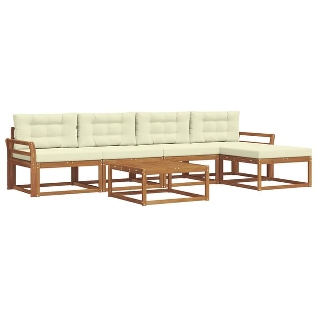vidaXL Outdoor-Sofagarnitur mit Kissen 6 Stk Natur und Creme 3367473