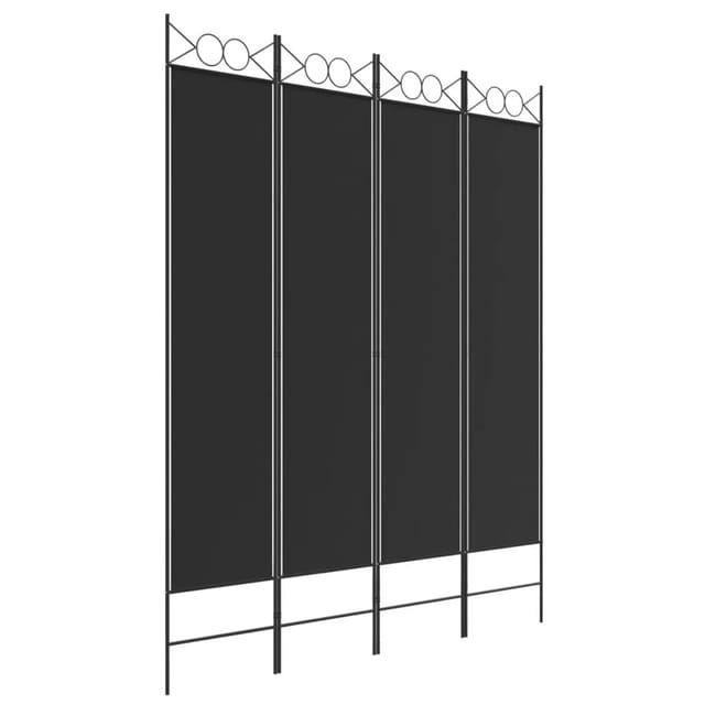 vidaXL 4 Tlg Paravent Schwarz 160x200 cm Stoff 350153
