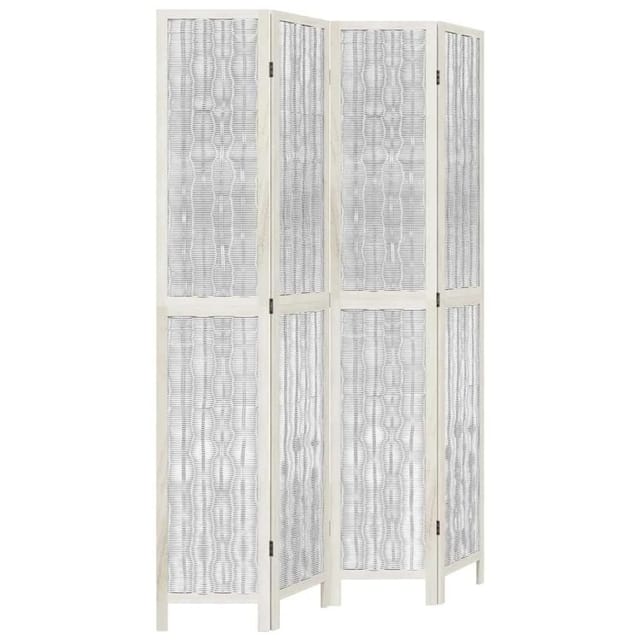 vidaXL 4 Tlg Raumteiler Weiß Massivholz Paulownia 358676