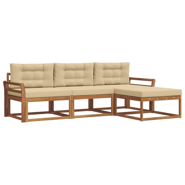 vidaXL Outdoor-Sofagarnitur mit Kissen 4-Tlg Natur und Beige 3367406