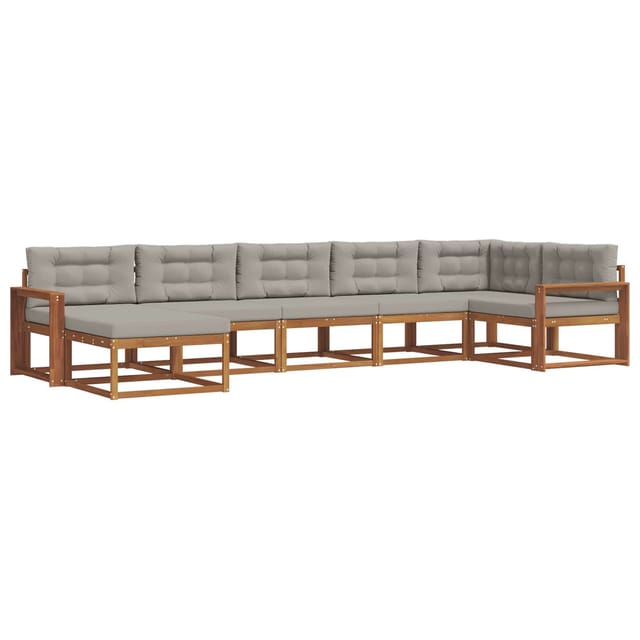 vidaXL Outdoor-Sofagarnitur mit Kissen 7-Tlg Natur und Hellgrau 3367899