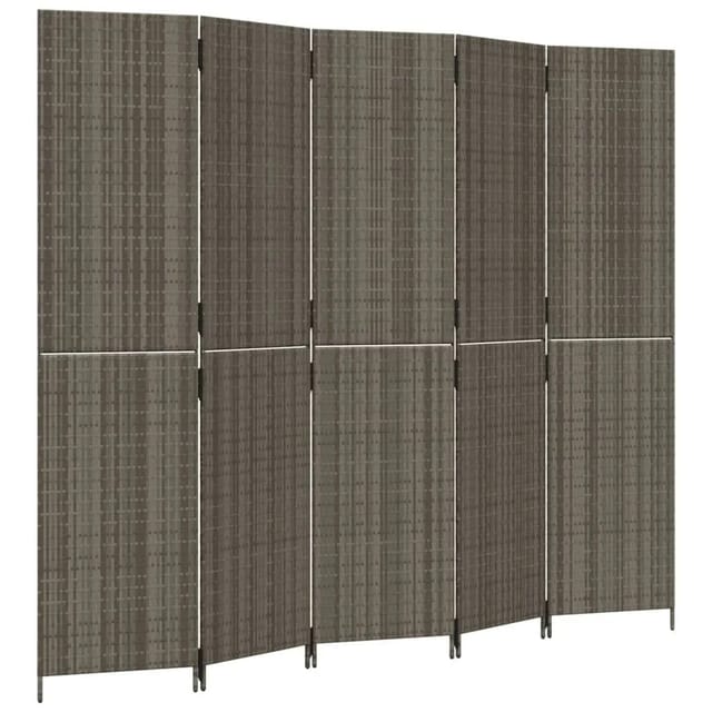 vidaXL Paravent 5 Tlg Grau Poly Rattan 365366