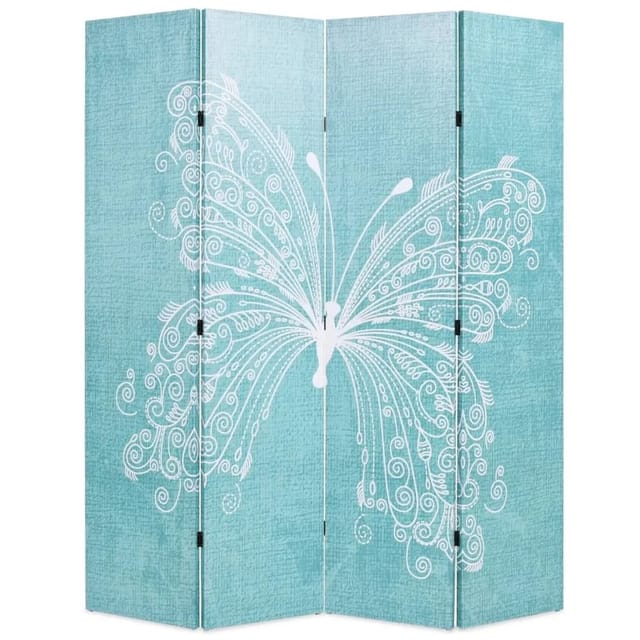 vidaXL Raumteiler Klappbar 160 x 170 cm Schmetterling Blau 245886