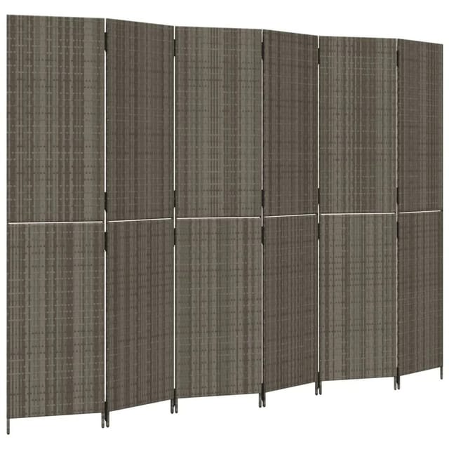 vidaXL Paravent 6 Tlg Grau Poly Rattan 365370
