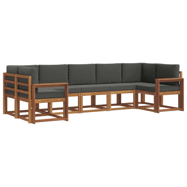 vidaXL Outdoor-Sofagarnitur mit Kissen 7-Tlg Natur und Anthrazit 3366925