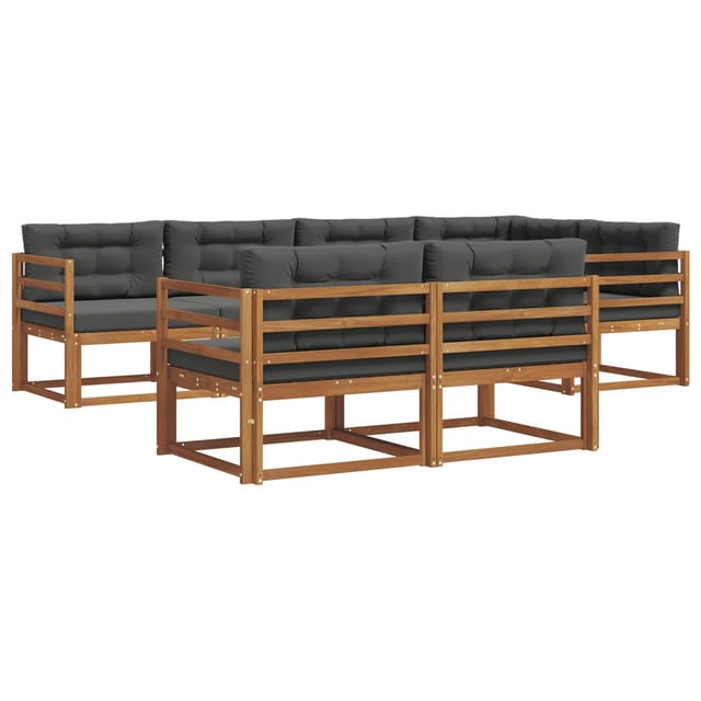 vidaXL Outdoor-Sofagarnitur mit Kissen 7-Tlg Natur und Anthrazit 3367705