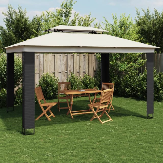 vidaXL Pavillon mit Doppeldach Creme 3,94x2,96 m Stahl 368446