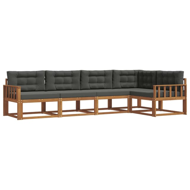 vidaXL Outdoor-Sofagarnitur mit Kissen 5-Tlg Natur und Anthrazit 3367575