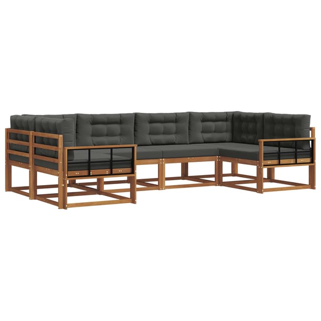 vidaXL Outdoor-Sofagarnitur mit Kissen 6-Tlg Natur und Anthrazit 3368080