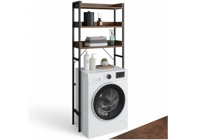 Tectake Badezimmerregal Seattle Industrial Style Holz und Stahl 67 x 25 x 165 5 cm 25 x 63 x 165 cm Industrial Holz Dunkel Rustikal