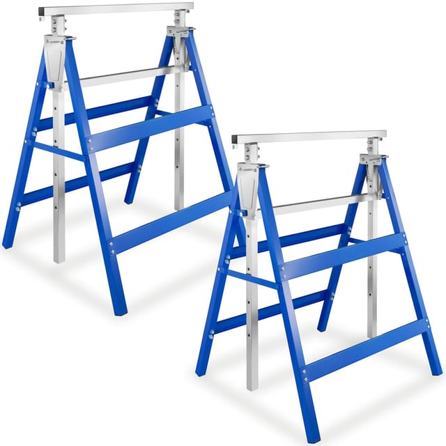 Tectake 2Er Set Gerüstbock Aus Stahl Vierkantrohr Standfest und Klappbar 68 50 x 56 50 x 79 50 cm Blau