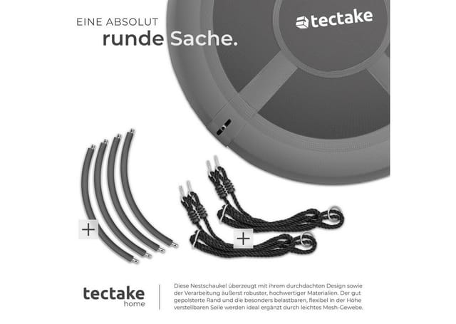 Tectake Nestschaukel Swayer 120 kg Belastbarkeit Höhenverstellbar Ø 100 cm 100 x 100 x 180 cm Grau Schwarz