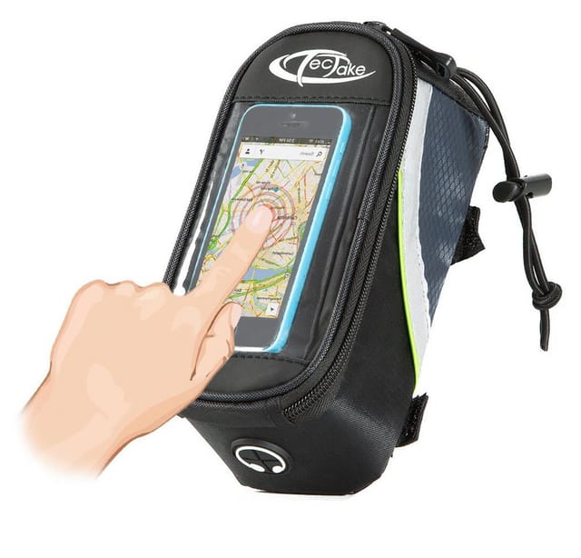 Tectake Fahrradtasche Mit Rahmenbefestigung Wasserabweisend 18 x 8 5 x 8 5 cm 18 x 8 50 x 8 50 cm Schwarz Grau Grün
