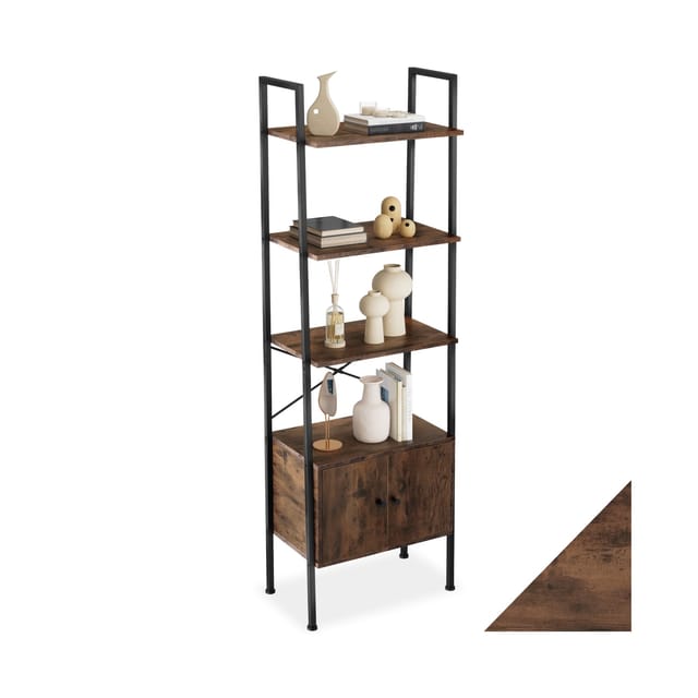 Tectake Leiterregal Brentwood Industrial Style Holz und Stahl 57 50 x 34 x 173 cm Industrial Holz Dunkel Rustikal