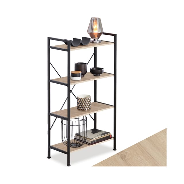 Tectake Regal Leeds Industrial Style Holz und Stahl 67 50 x 31 50 x 121 50 cm Industrial Holz Hell Eiche Sonoma