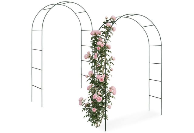 Tectake 2Er Set Rosenbogen Aus Stahl Wetterfest 140 x 40 x 240 cm Grün