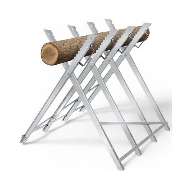 Tectake Holzsägebock Horst Aus Verzinktem Stahl Mit 4 Stammhaltern Zahnung Für Feste Fixierung 84 x 80 x 80 cm Grau
