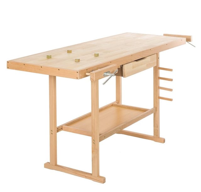 Tectake Holzwerkbank Mit 2 Schraubstöcken Geräumige Schublade 137 x 50 x 87 cm Braun