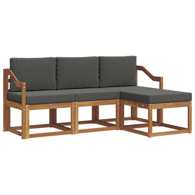 vidaXL Outdoor-Sofagarnitur mit Kissen 4-Tlg Natur und Anthrazit 3366235