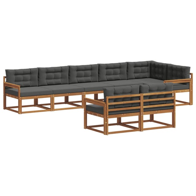 vidaXL Outdoor-Sofagarnitur mit Kissen 8-Tlg Natur und Anthrazit 3367745