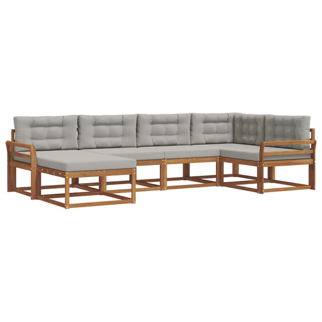 vidaXL Outdoor-Sofagarnitur mit Kissen 6-Tlg Natur und Hellgrau 3367824
