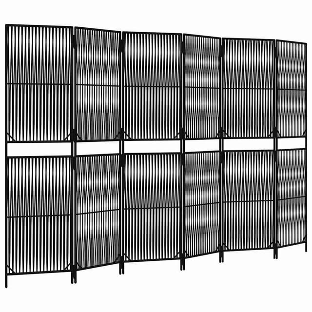 vidaXL Paravent 6 Tlg Schwarz Poly Rattan 365384