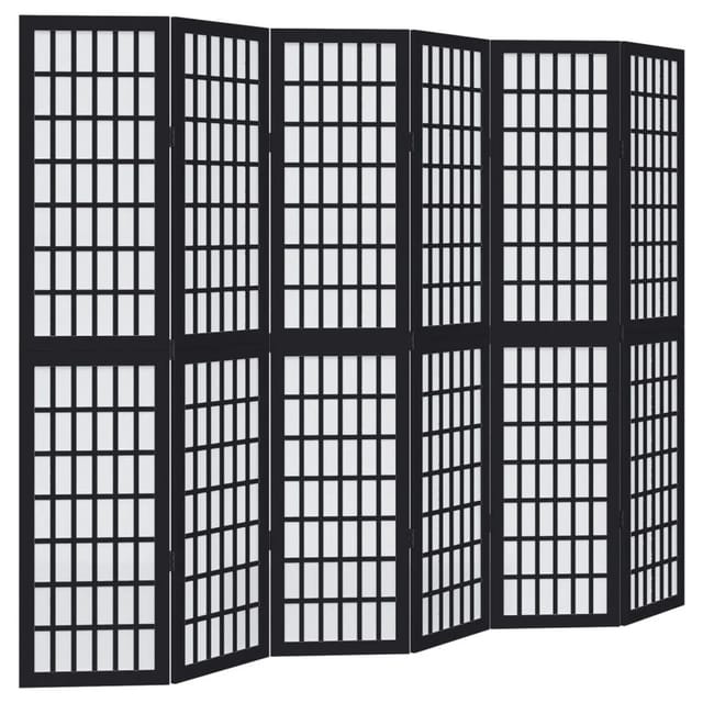 vidaXL 6 Tlg Paravent Schwarz Massivholz Paulownia 358778