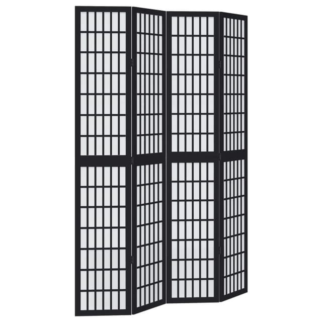 vidaXL 4 Tlg Paravent Schwarz Massivholz Paulownia 358772